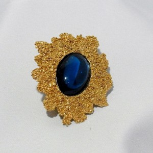 Original Vintage designer costume jewelry YSL Yves Saint Laurent hair clip pin clasp haarclip blue stone blauwe steen d.JPG