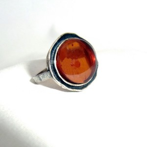 Modernist sterling 925 silver zilveren ring met barnsteen amber old vintage designer 1960s 60er jaren 1.JPG