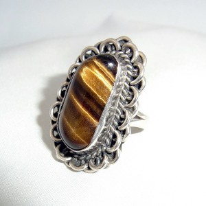 Large grote Navajo Native American Indianen 925 sterling zilveren ring silver Tiger Eye Tijgeroog vintage modernist designer 3.JPG