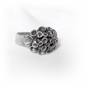 Hannu Ikonen Finland vintage 925 sterling silver zilveren designer ring, motief rendier mos reindeer moss adjustable verstelbaar  modernist scandinavian HI 34 1.JPG