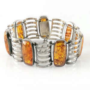 Fischland Germany Duitsland 835 silver zilveren Art Deco modernistische modernist designer schakel armband link bracelet Amber Barnsteen vintage Baltic 1.jpg