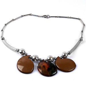 Jacob Bengel Germany Art Deco brown chrome vintage modernist Machine Age designer necklace collier ketting necklace 2.jpg