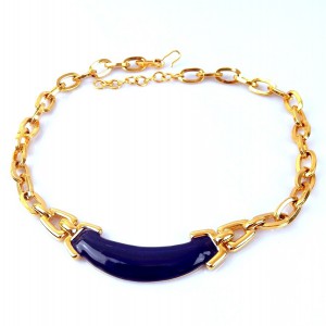 Monet America Amerika vintage massive massief gilded gold plated verguld designer collier necklace blue enamel modernist  80er jaren 1.jpg