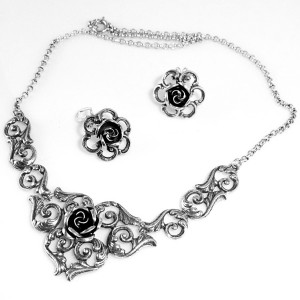 Teka Theodor Klotz Pforzheim Germany Duitsland 925 silver zilverenclip oorbellen collier ketting set necklace earrings rozen roses designer quality kwaliteit7.JPG