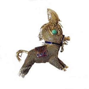 Chinese Export zilveren broche ezel verguld zilver vermeil emaille silver brooch donkey gilded silver real old antique 1930s 1.jpg