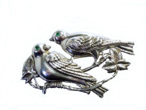 Sterling zilveren silver Dove Doves pair Duiven Duif brooch broche Vintage Old Big Groot Grote 8a.jpg
