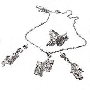 Black Hills sterling silver zilveren 925 vintage necklace set necklace pandant ring earrings oorbellen ring hanger ketting collier designer modernist brutalist USA Amerika united states 4.JPG