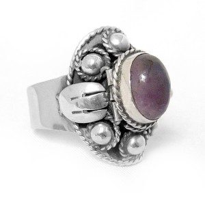 Mexican poison ring gif 925 sterling silver zilveren open Amethyst Amethist Taxco designer vintage modernist traditional 6A.JPG