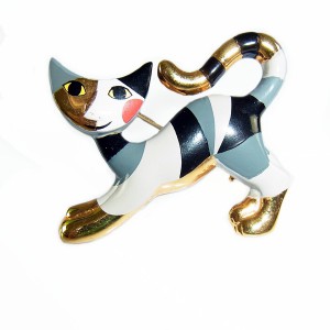 Rosina Wachtmeister Goeble Oostenrij Austria vintage enamel cat brooch emaille katten broche designer 5.JPG