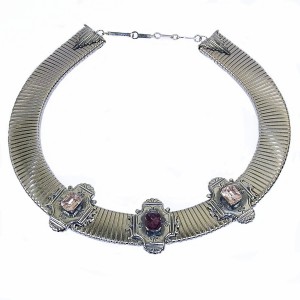 Ermani Bulatti Dutch Design Designer Nederlands silver tone zilverkleurig collier ketting necklace statement vintage 1980s 80er jaren costume 2.JPG