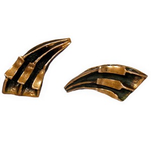 Harrie Lenferink Dutch Nederlands design designer vintage modernist clip earrings oorbellen bronze bronzen brutalist 4.JPG