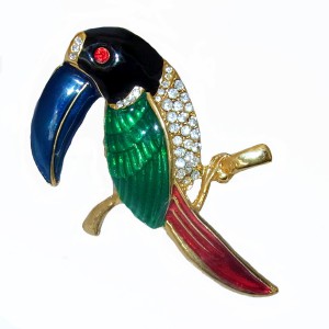 Toecan Toucan vintage enamel brooch bird emaille broche designer gilded verguld 1.JPG