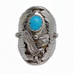 925 sterlong silver zilveren ring navajo Indianen Native American eagle adelaar turquoise turquois vintage designer traditional Calvin Desson D 3.jpg