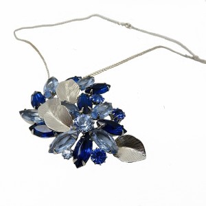 Blauw Blue silver zilverkleurige vintage pendant necklace hanger ketting collier designer sparkling 1970s 70er jaren 1.JPG