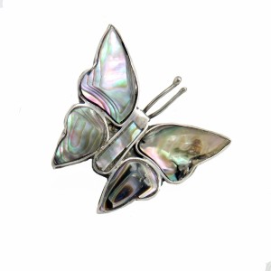 Abelonie shell Abelone schelp sterling 925 zilveren silver Butterfly vlinder brooch broche vintage Mexico Taxco 1.JPG