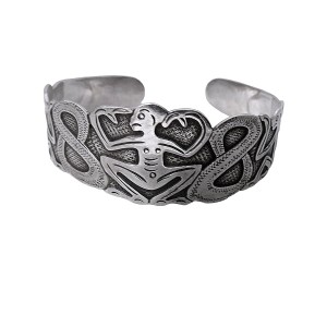 925 sterling zilveren silver traditional animal fantasie fantasy dieren monkey aap slag snake modernist abstract spang armband cuff bracelet vintage designer 4a.jpg