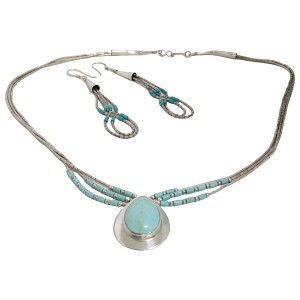 Navajo vintage sterling 925 silver zilveren necklace set hang oorbellen collier ketting dangle earrings liquid silver Turquois Turquoise indian native American Indianen 1.jpg