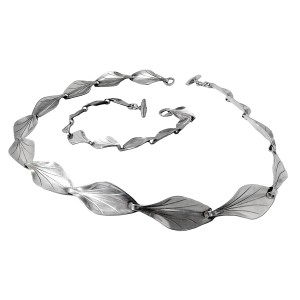 Hermans Siersbol Denmark Denemarken sterling 925 silver zilveren necklace link bracelet set schakel armband ketting collier leaves bladeren designer modernist vintage 1970s 3.jpg