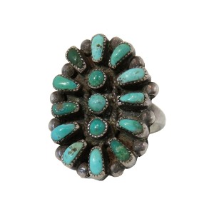 Zuni Navajo sterling silver ring zilveren tukoise turquoise Native American indianen US Verenigde staten designer grote large 1.jpg