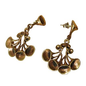 Hannu Ikonen Finland Finnish bronze bronzen stud earrings dangle hang oorbellen oorstekers vintage modernist Scandinavian Reindeermoss Rendier mos bekertjes mos 4.jpg