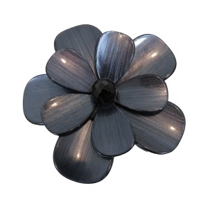 Giorgio Armani Parfums vintage designer flower black grey blue brooch broche large grote bloem zwart grijs donker blauw Italie Itali 1a.png