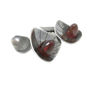 Fischland Germany Duitsland vintage modernist 835 silver zilveren amber barnsteen designer cufflinks manchetknopen 5.jpg