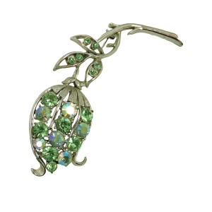 Coro America Amerika vintage broche brooch tulip flower tulp bloem aurore borealis green groen 6.JPG