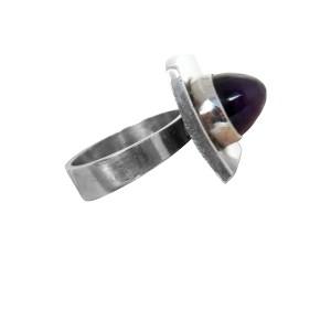 Niels Erik From N.E. From Denmark Denemarken sterling 925 silver ring conical puple paarse Amethist Amethyst stone conische steen vintage modernist designer 1960s 60er jaren 5a.jpg