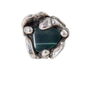 Anette Borke Demark Smykker large silver plated adjustable ring green moss agate agaat stone modernist brutalist vintage 1960s 60er jaren 3a.jpg