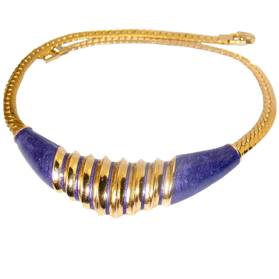 Collier Vintage Orena Paris - Doré à L'or, Strass, Designer Français, Longueur 41-45 Cm