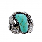 Vintage Navajo Indianen (Amerika) 925 zilveren big foot ring met turquoise.