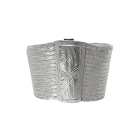Brede 900 zilveren vintage Tribale armband met gravering op het slot.
