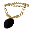 Monet vintage goudkleurig verstelbaar designer collier / choker met zwart emaille, 80er jaren.