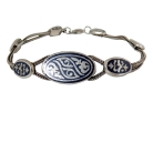 Oude vintage Niello 900 zilveren designer armband.