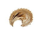 Grote vintage Trifari goudkleurige veer of blad broche, 70er jaren.