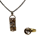 Pentti Sarpaneva bronzen hanger met ketting en verstelbare ring uit de lace serie, 60er jaren.